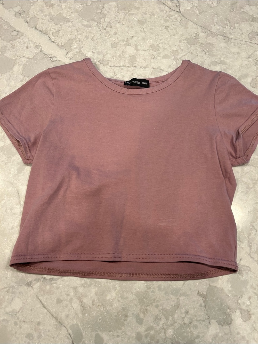 PrettyLittleThing Mauve Crop Crewneck Tee